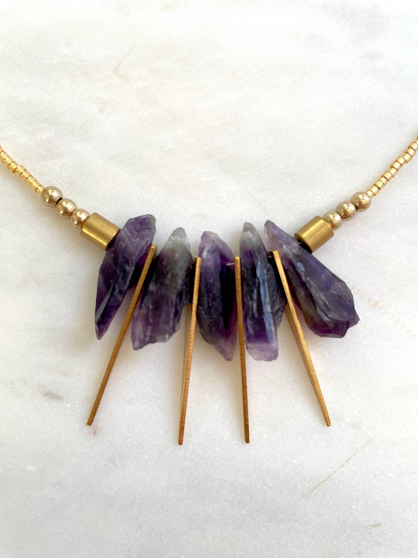 Amethyst Spike Collar Necklace