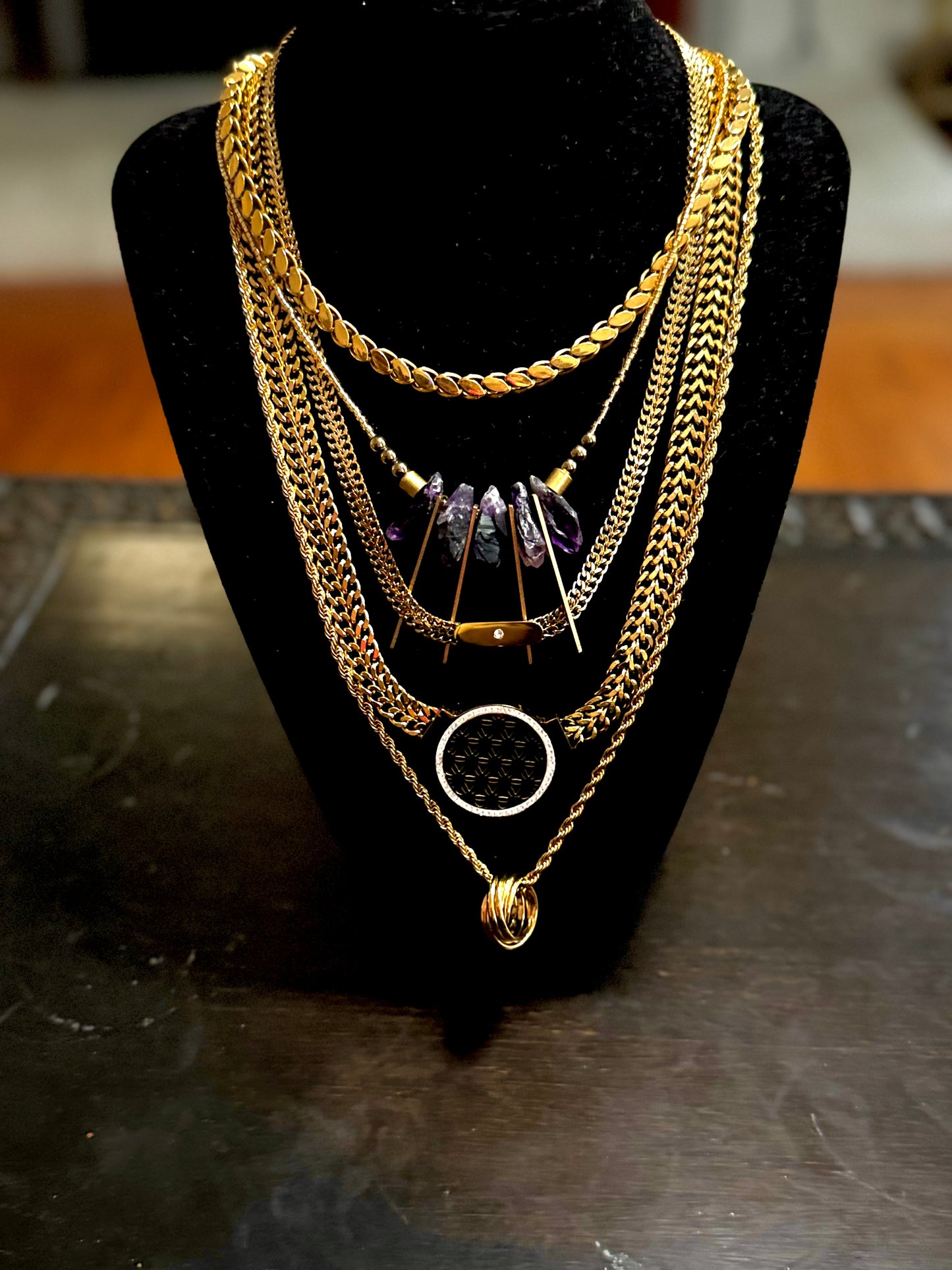 Amethyst Spike Collar Necklace