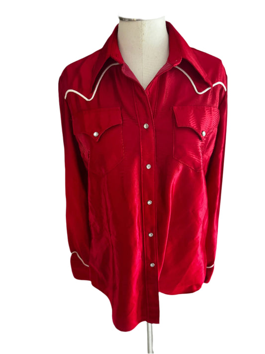 Rhinestone Cowboy Red Satin Shirt