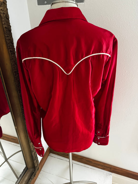 Rhinestone Cowboy Red Satin Shirt