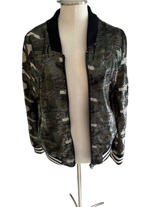Camo Sequin Bomber Jacket