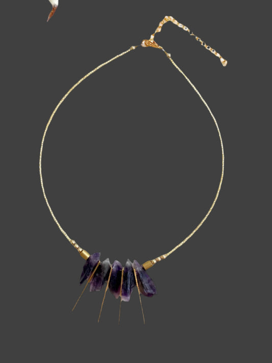 Amethyst Spike Collar Necklace